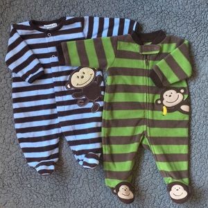🐒 Set of 2 Fleece Footie Pajamas! 🐵